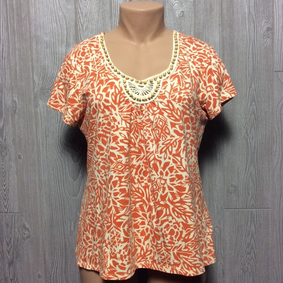 Ruby Rd. Tops - RUBY RD Orange and Tan Top PLUS SIZE XL